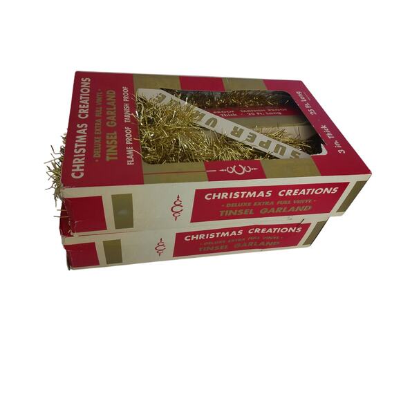 Vintage Christmas Creations Gold Tinsel Garland Extra Full 3 In SET OF 3 - Picture 3 of 7